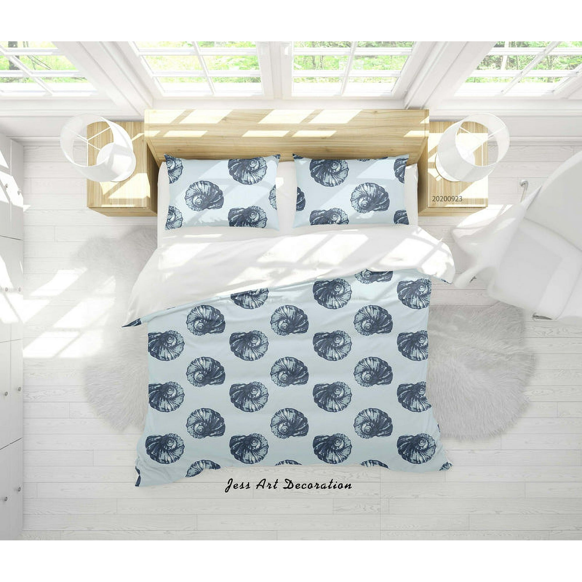 Milsleep - 3d Animales Marinos Concha Patrón Funda De Edredón Set Ropa De Cama Set Funda Nórdica