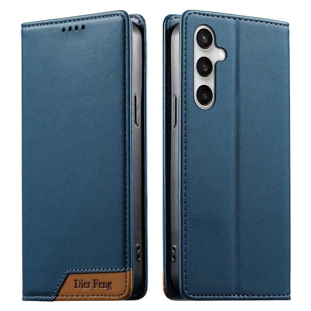 Funda Tipo Cartera de Cuero Sintético para Samsung Galaxy S25 FE Bloqueo RFID, con Ranuras para Tarjetas y Bolsillo para Efectivo, Cierre Magnético Fuerte Azul