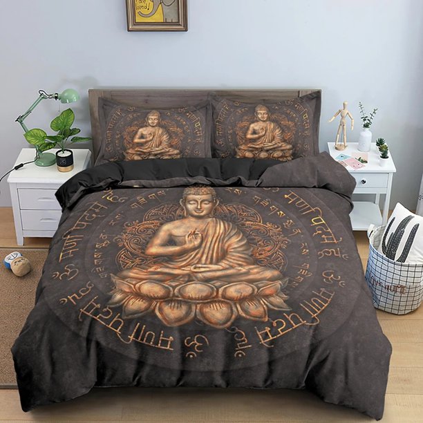 Buddha Print Bedding Set Meditation Duvet Covers With Pillow Cover Case Home Decor Bed Clothes Double