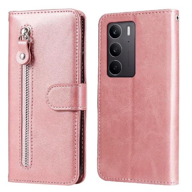 Funda con Cremallera para OPPO A5 4G/5G, Carcasa Cartera de Cuero PU con Soporte y Tarjetero