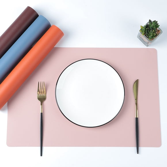 XmhyTop Juego de 4 Manteles Individuales de Piel Sintética, Impermeables, Fáciles de Limpiar, Resistentes al Calor y Antideslizantes para Uso Interior y Exterior, 45*30cm, Estilo B, Rosa