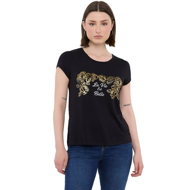 Polera Mujer Viscosa Negro La Vie Est Belle Corona