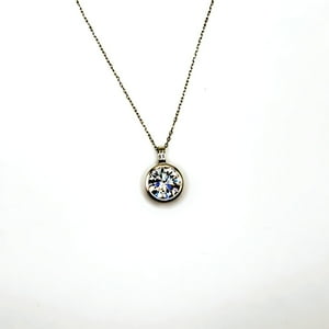 Tiana Joyas - Collar De Circón Solitario De 11 Mm De Plata 925