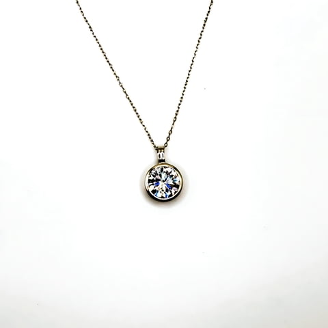 Tiana Joyas - Collar De Circón Solitario De 11 Mm De Plata 925