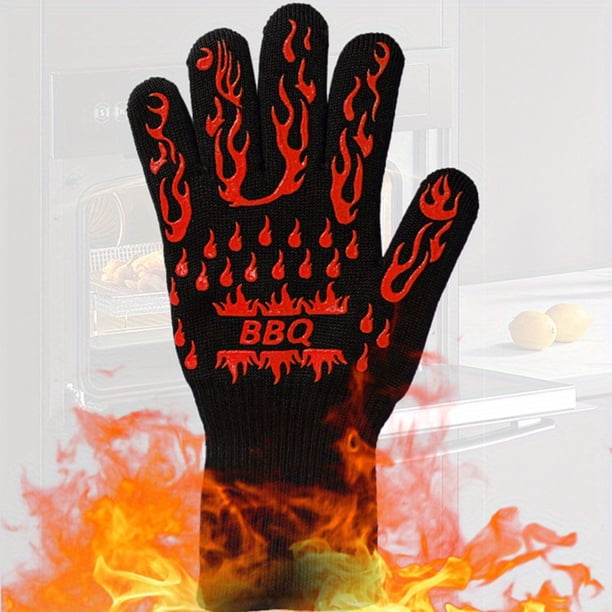 1pc Oven Gloves 932 °F Heat Resistant Gloves, Cut Resistant Oven Gloves, Non-Slip Silicone BBQ Gloves, Kitchen Safe Cooking Gloves, Oven Gloves, BBQ, Grill, Oven Gloves, Outdoor Camping Picnic, Cookwa