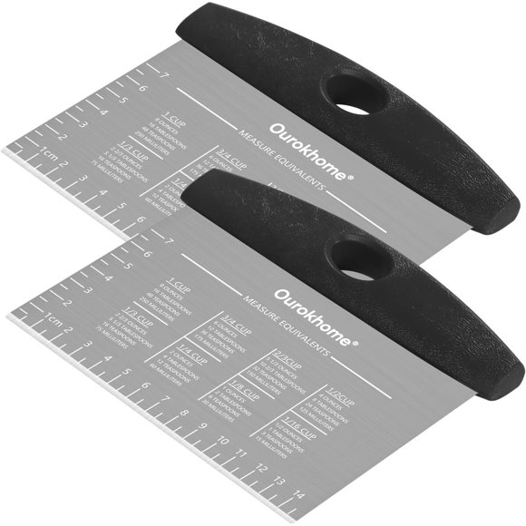 Ourokhome 2 Pack Bench Scraper Dough Cutter, Stainless Steel