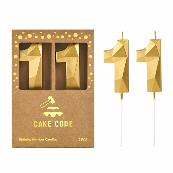 Vela CAKE CODE 7 cm Oro Número 11 – Pack de 2