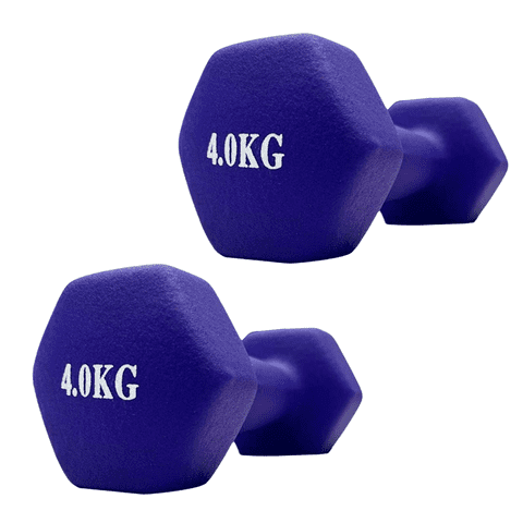 Linea Sport - Par De Mancuernas Hexagonales De Neopreno 4Kg C/U Total 8Kg