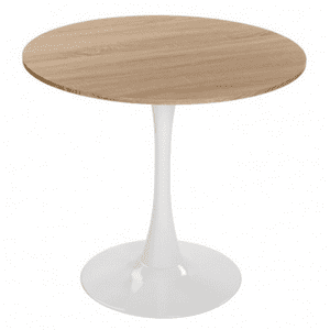Moboi - Mesa Comedor Redonda Tulip Wood 100Cm Diametro Blanca