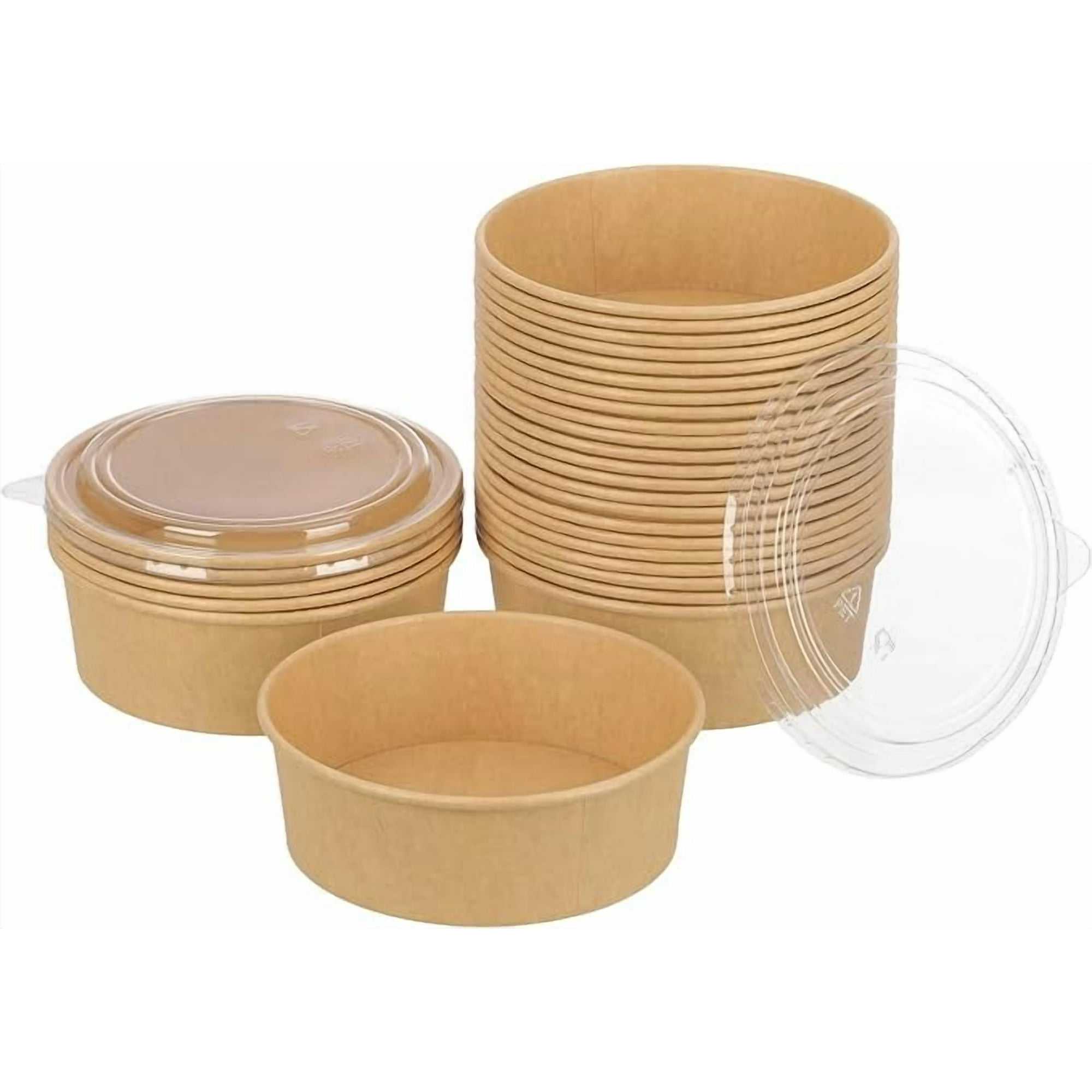 De Gaune - Envase Bowl Kraft Con Tapa Pet 1300ml (50 Unidades)