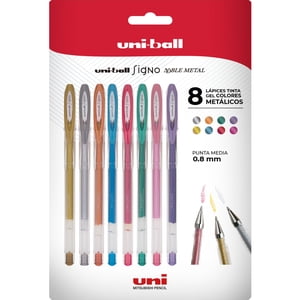 Faber Castell - Lápices Gel Uniball Signo-120 X8 Colores Metálicos