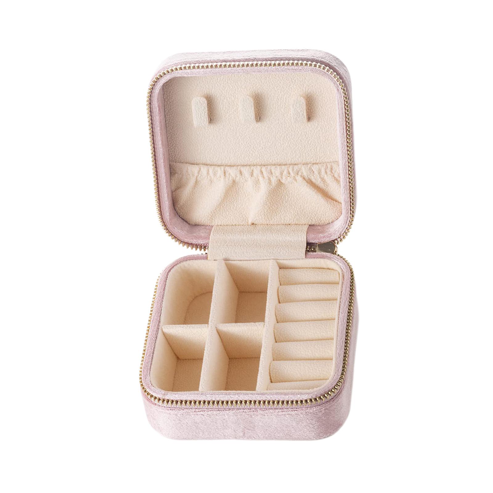 Magideal - Organizador De Joyas De 2 Capas, Caja De Exhibición De Terciopelo, Pequeño Estuche De Joyería Portátil, Extraíble Para Pulseras, Pendientes, Relojes De Botón Para Niñas. Rosado