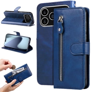 Gangxun - Funda Con Cremallera Para Iphone 17 Pro, Carcasa Cartera De Cuero Pu Con Soporte Y Tarjetero