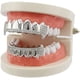 thumbnail image 3 of Grillz de colmillos de vampiro con circonitas cúbicas heladas, superior e inferior, chapado en oro de 14 quilates para tus dientes, estilo hip hop, 3 of 5