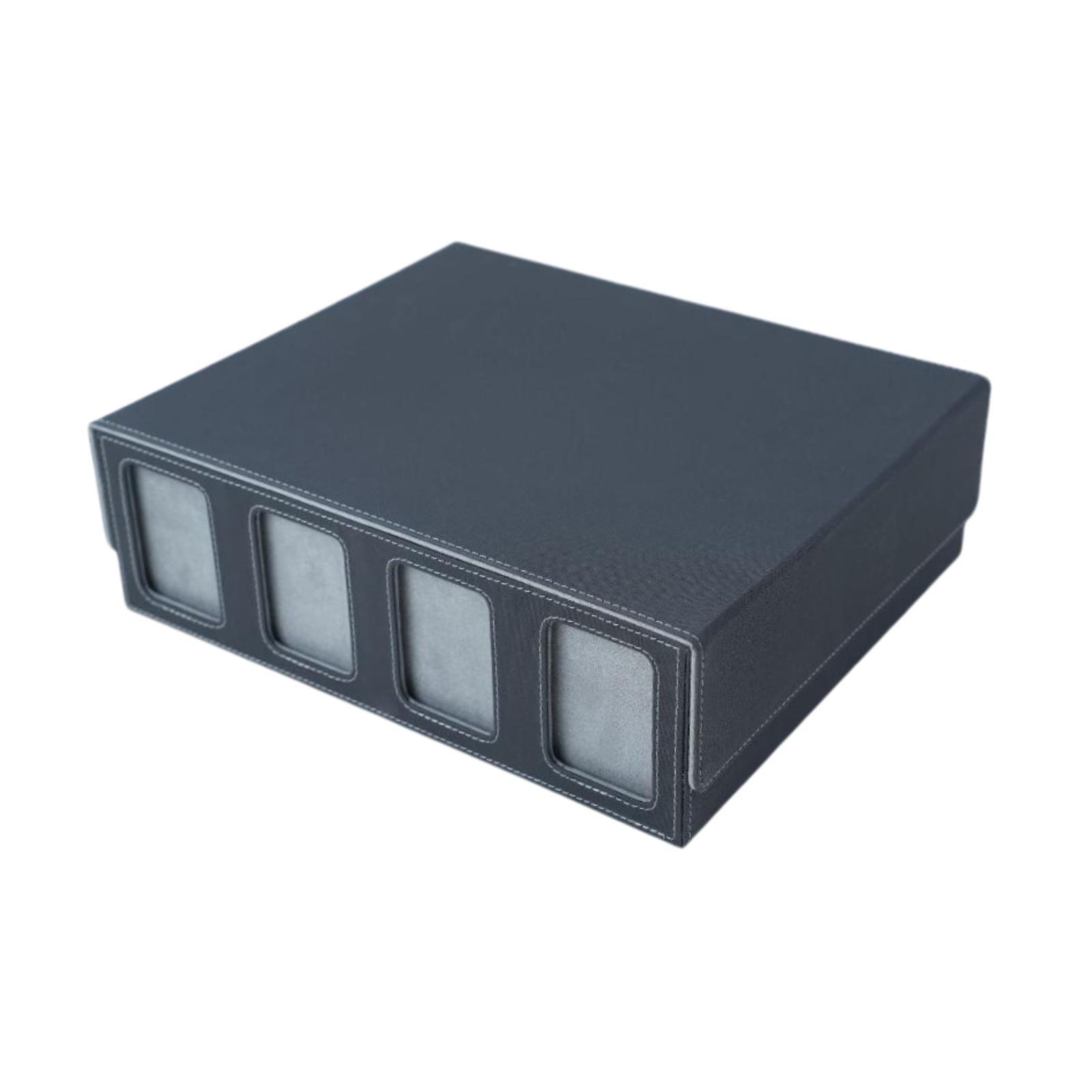 Magideal - Caja Organizadora De Cuero Sintético Con Capacidad Para 2400 Cartas, Ideal Para Guardar Tarjetas Deportivas, Álbumes Y Colecciones. Negro Color Gris