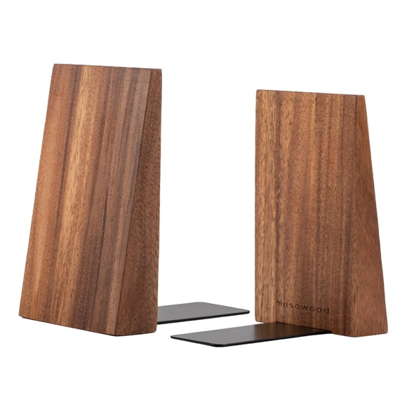 Porta libros Muso Wood de madera de acacia, hecho a mano y antideslizante