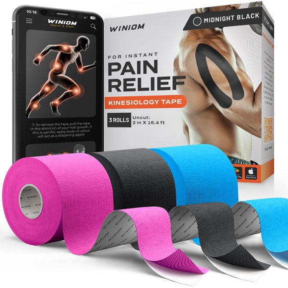 Cinta de Kinesiología WINIOM 5 cm × 5 m Colores Mixtos – 3 Rollos
