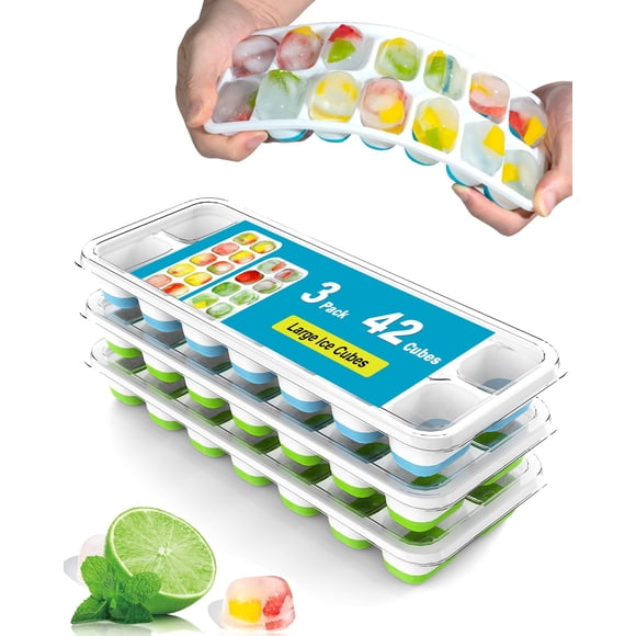 Bandejas para cubitos de hielo Dclobtop, 1,2 ml, paquete de 3 con tapa de silicona, sin BPA