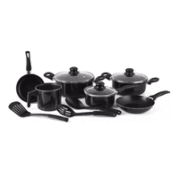 Genérico - Bateria Cocina 12 Piezas Teflon Antiadherente Color Negro