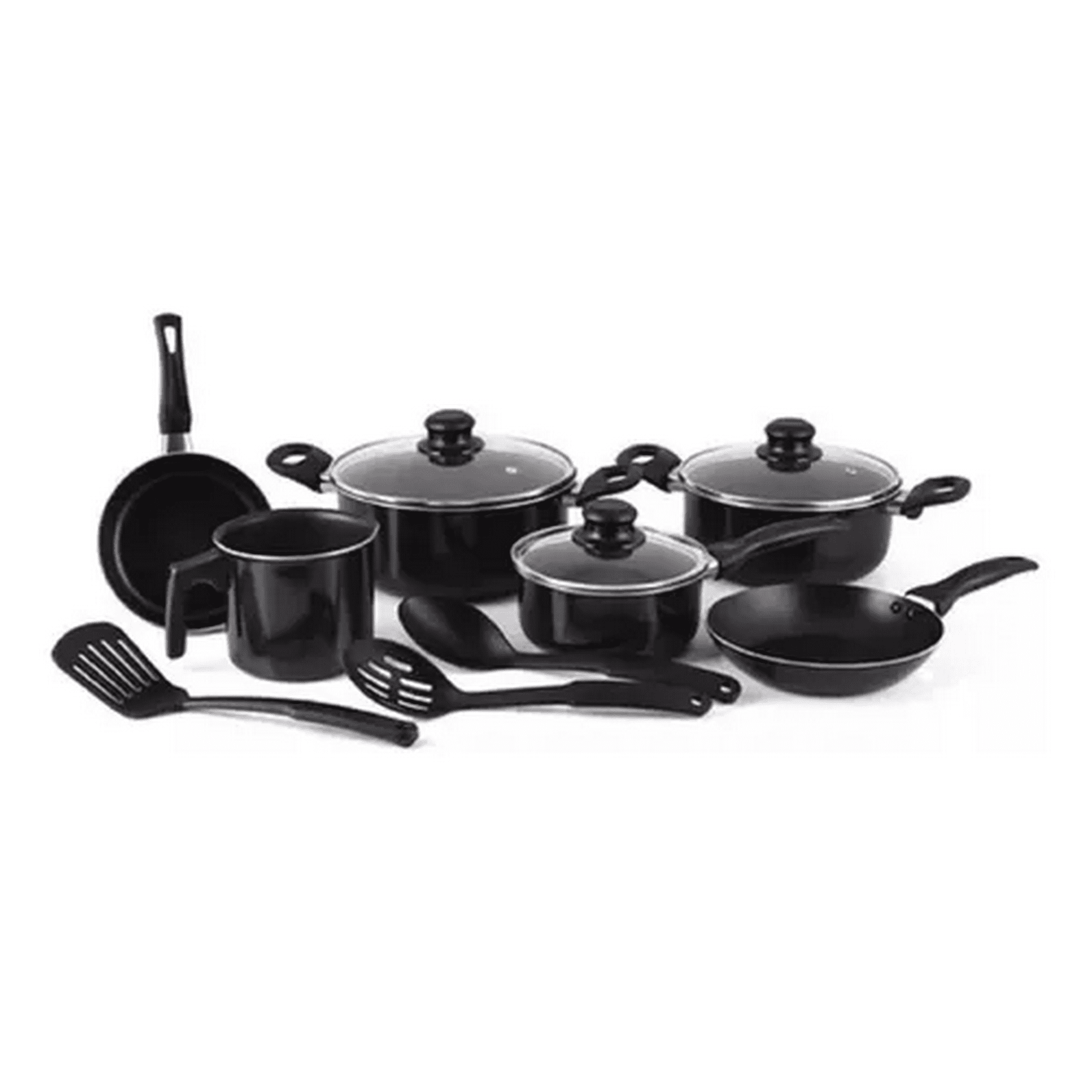 Genérico - Bateria Cocina 12 Piezas Teflon Antiadherente Color Negro
