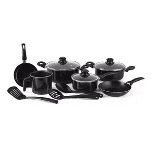 Genérico - Bateria Cocina 12 Piezas Teflon Antiadherente Color Negro