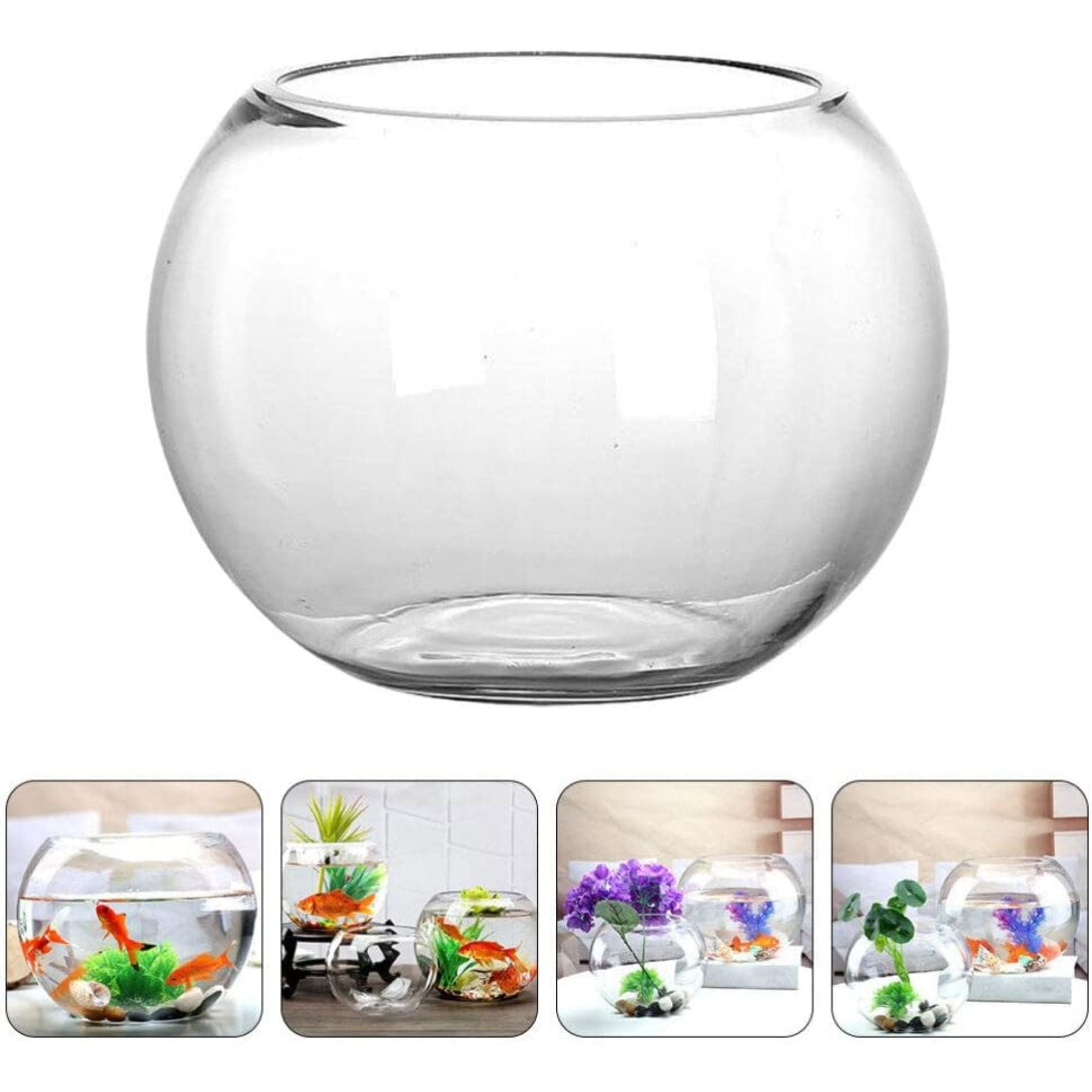 Florero Vidrio / Pescera Redonda Vidrio Grueso 15cm Allegra