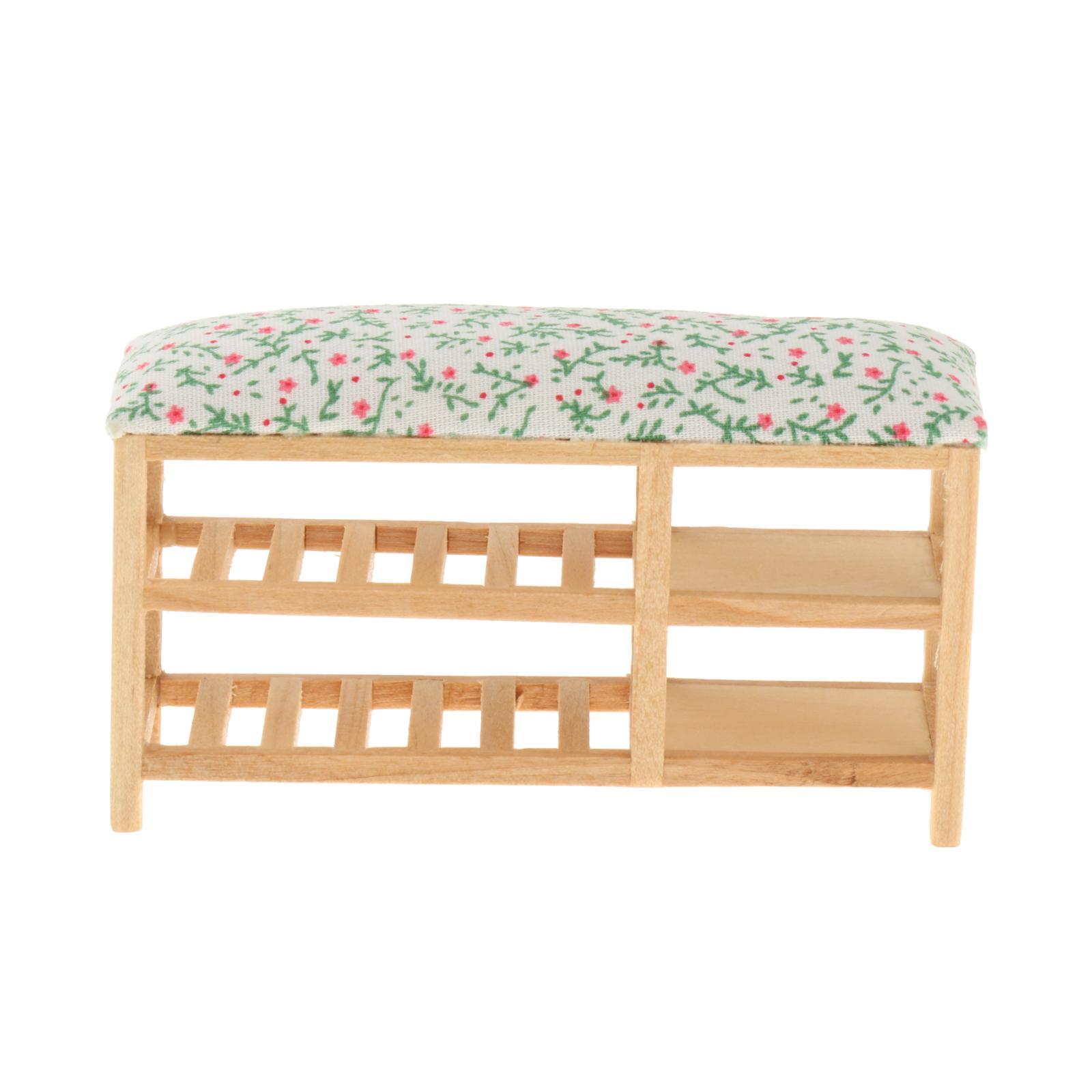 Bothyi - 1:12 Zapatero Banco Escena De Vida Muebles Para Entrada Baño Dormitorio