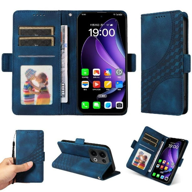 Carcasa FOXDOCK OPPO Reno 14F 5G de cuero PU, diseño acolchado clásico, protección contra caídas y rayones