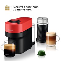 Nespresso - Cafetera Vertuo Pop Roja Con Espumador De Leche