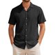 thumbnail image 1 of Camisa de Punto Hueco para Hombre INSPIRE CHIC Manga Corta con Botones Textura Transpirable Camisas de Verano para la Playa M Negro, 1 of 5