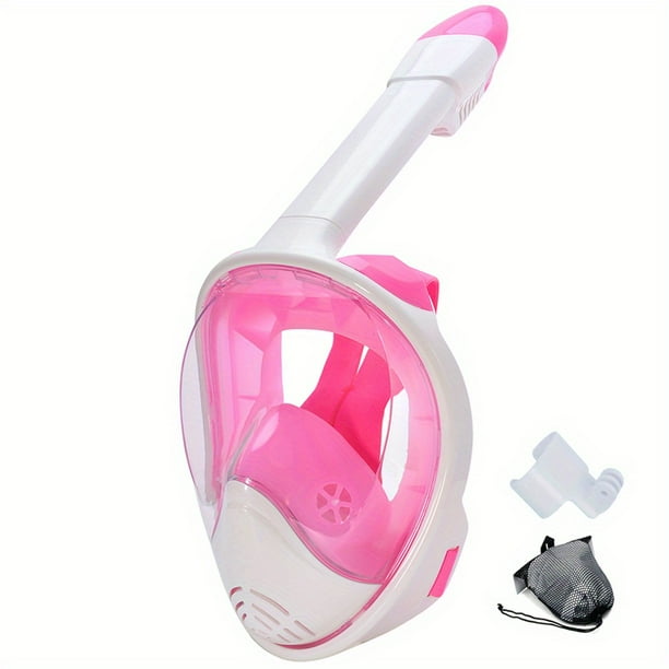Full Face Snorkel Mask With Camera Mount, 180 Degree Panoramic View Anti-Leak Snorkeling Swimming Diving Goggle For Adults
