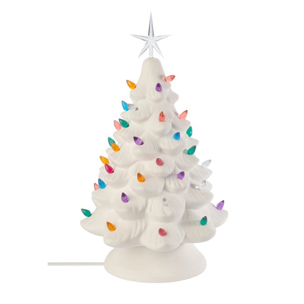 Bisque de Cerámica para Manualidades Creativas Árbol de Navidad Grande con Base Iluminada de 39 cm