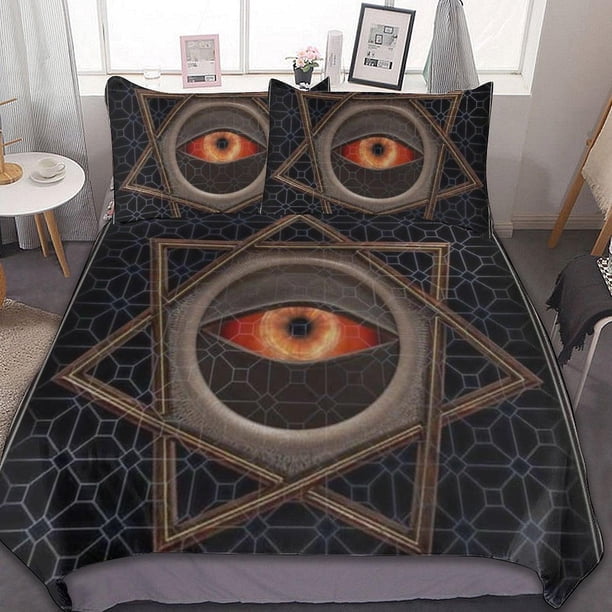 Juego de ropa de cama de 3 piezas Eye Tool Band Rock, juego de edredón cómodo y suave, decoración para dormitorio, regalos, incluye 1 funda nórdica y 2 fundas de almohada.