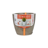 Floridis - Macetero Beige Marmol Amsterdam 28Cm Alto Con Plato