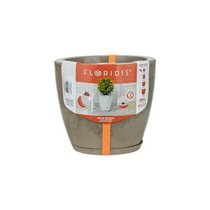 Floridis - Macetero Beige Marmol Amsterdam 28Cm Alto Con Plato