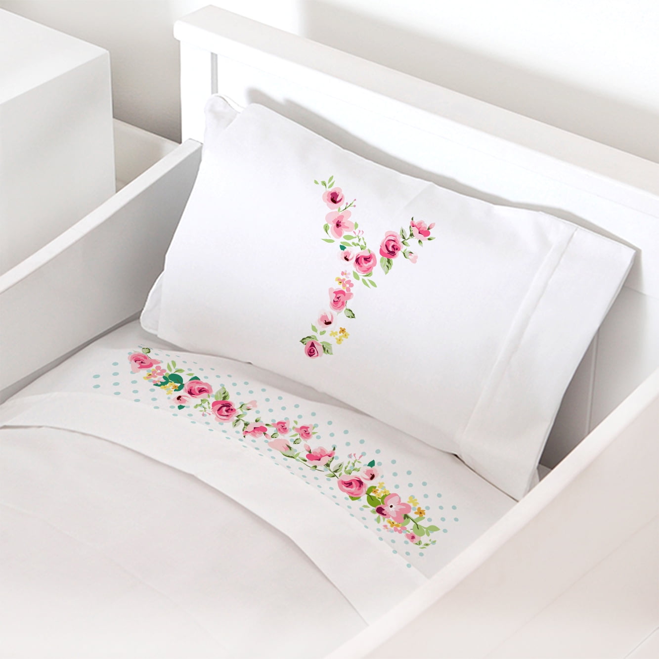 Tuyo Print - Juego De Sábanas Cuna Letras Vintage Y