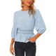 thumbnail image 1 of INSPIRE CHIC Blusa de Mujer para Regreso a Clases con Peplum, Mangas Abullonadas, Cintura Fruncida, Azul XS, 1 of 6