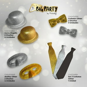 Pack Fiesta 14 Piezas Dorado/Plateado Big Party