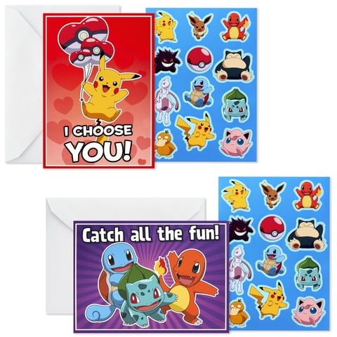 Tarjetas De San Valentín Hallmark Pokémon Con Pegatinas (Paquete De 24)