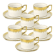 thumbnail image 1 of Juego de 6 tazas de té y porcelana con detalles dorados Café, 1 of 3