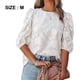 thumbnail image 2 of Camisa holgada de gasa con mangas abullonadas y textura floral (blanca), duradera, 2 of 6