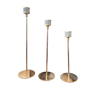 Oem - Pack 3 Porta Vela Candelabro Set 3 Candelabros Dorado Brillo