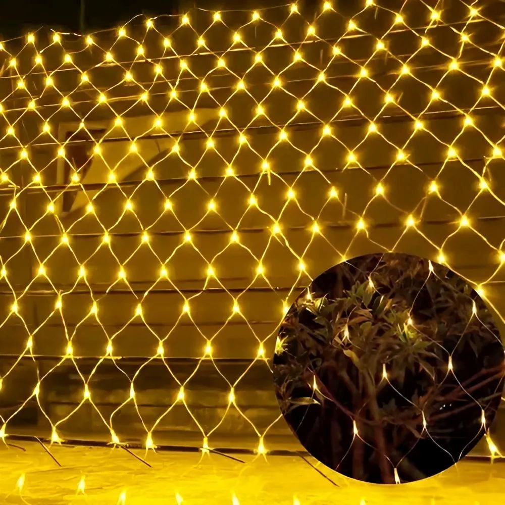 Genérico - Malla Solar Luz Cálida 3x2mts Red Encendido Automático Impermeable