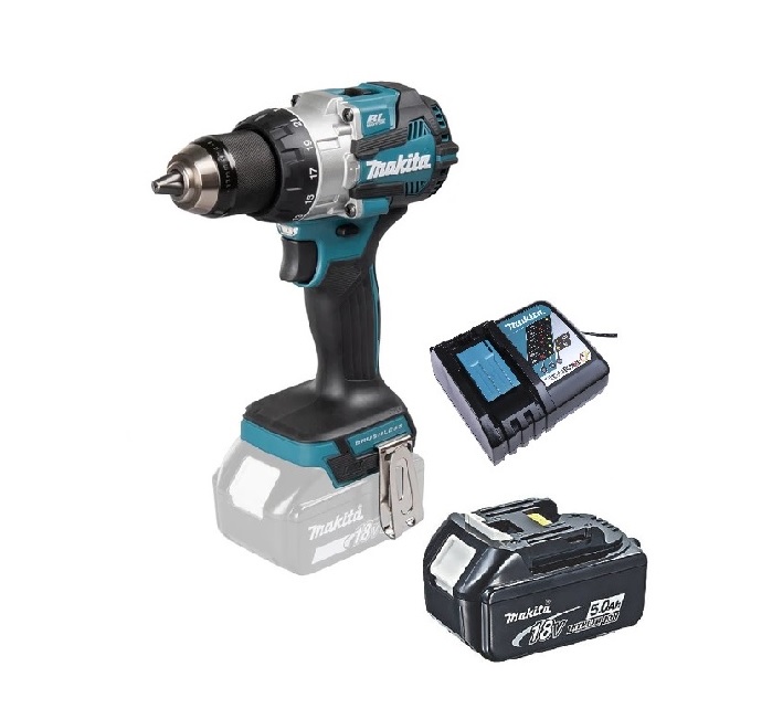 Taladro Brushless Atornillador Percutor 110Nm Makita Dhp489, Mas Bateria 5 Ah Y Cargador