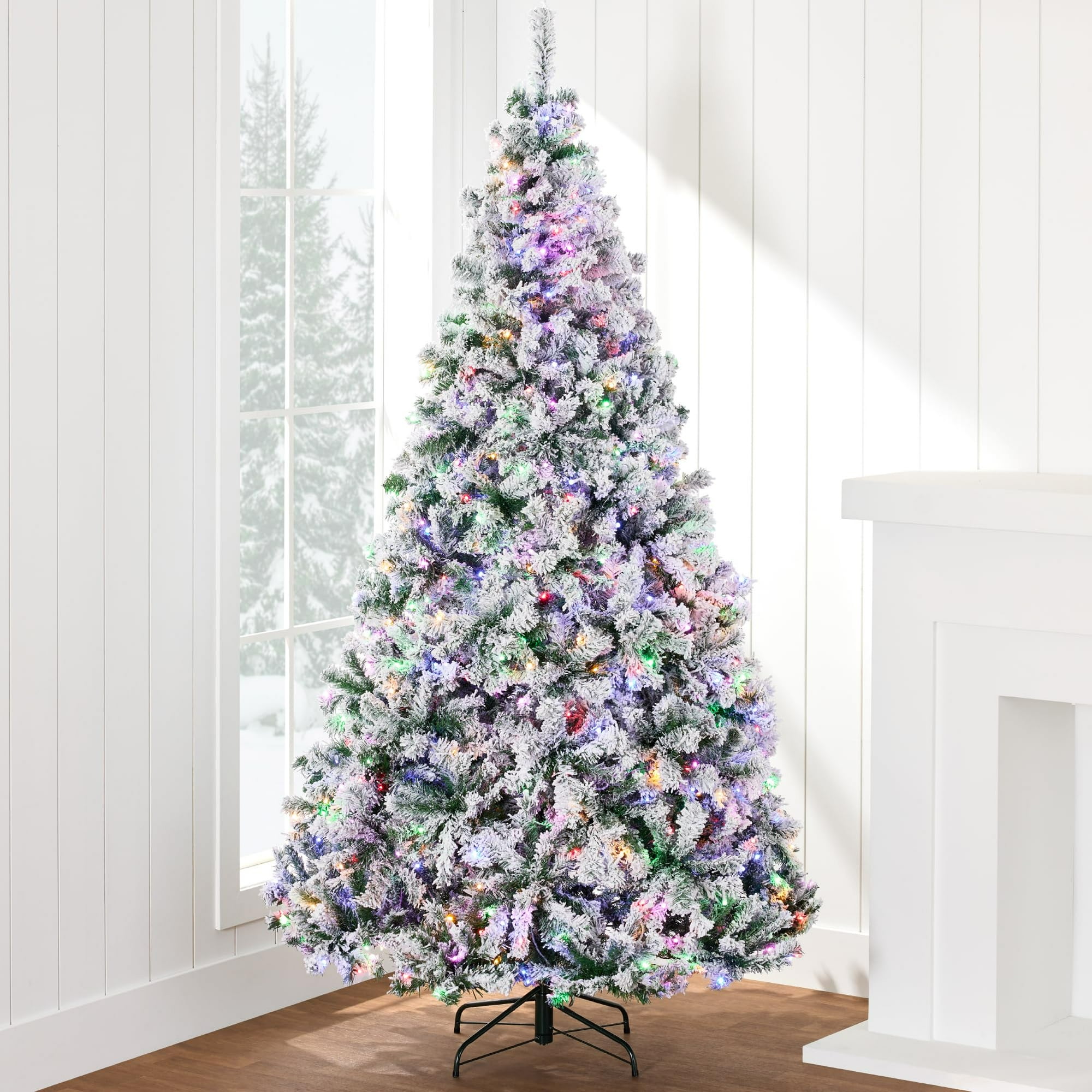 Árbol De Navidad Best Choice Products, Flocado En Nieve, 7.5 Pies Con Led