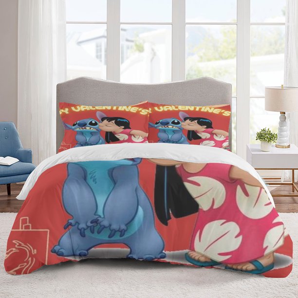 Stitch Bedding Sets Cartoon Duvet Cover Lightweight 3 Piece Bet Sets for Kids Boys Girls