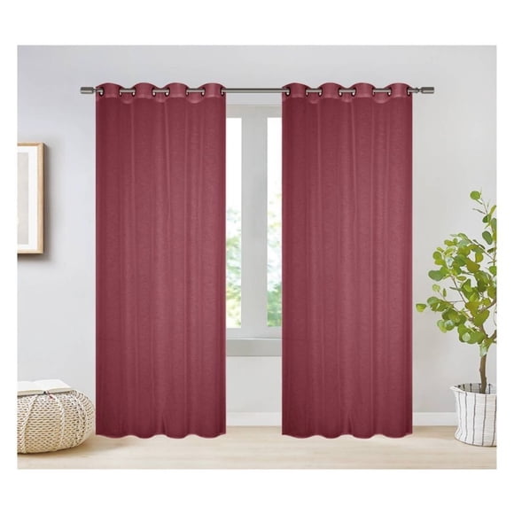 Cortina Velo Visillo Confeccionada 140 x 240 cm 2 Paños - Rojo M0181