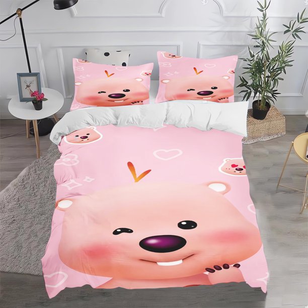 Loopy 100% Polyester Printed Double Duvet Cover Set Bedding 3-Piece Set 1 Quilt Cover 3D Children'S Bedding Cute Cartoon