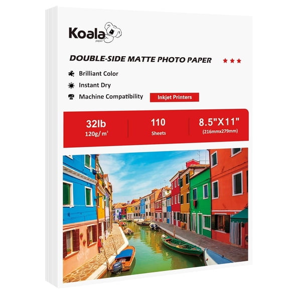 Papel fotográfico KOALA PAPER mate a doble cara, 110 hojas, 21 x 28 cm