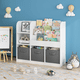 thumbnail image 2 of Kids Bookcase and Bookshelf, Multifunctional Bookcase with 3 Collapsible Fabric Drawers, Bookcase Display Stand, Toy Storage Organizer for Bedroom, Playroom, Hallway (White/Gray), 2 of 3
